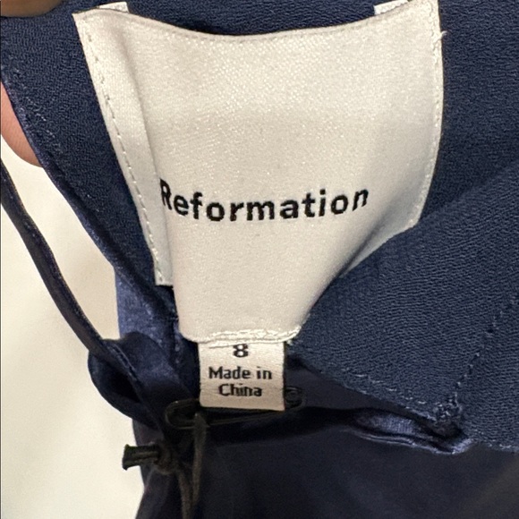 Reformation Anaiis Silk Dress Navy - Picture 6 of 8